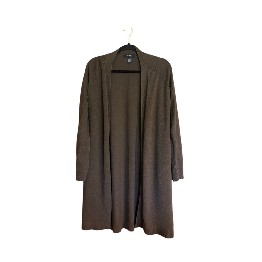 VERVE Ami Brown Duster Cardigan Women’s M  Open Front Shawl Lightweight